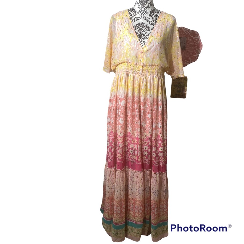 House of Harlow NWT Maxi Printed Dress Button Down Medium